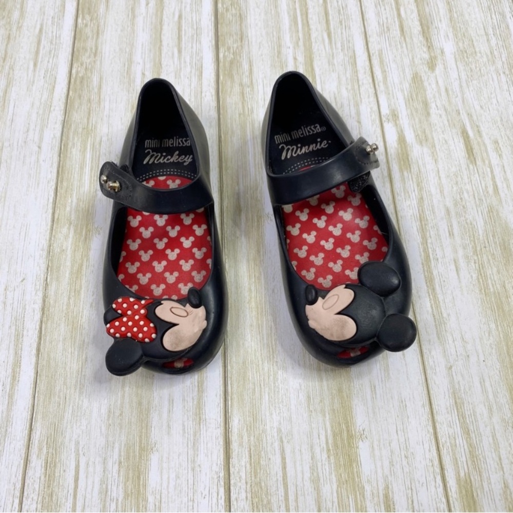 Mini Melissa Black Mickey & Minnie Mouse Kissing Shoes
